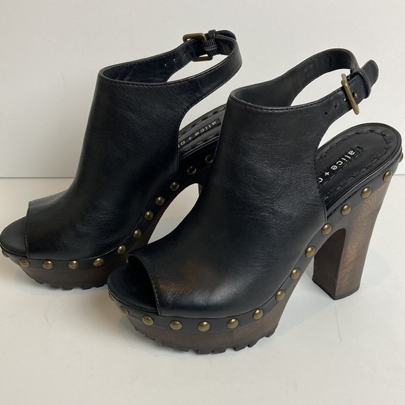 ALICE + OLIVIA 'Sharon' Leather Platform Clogs Size EU 36 (US 6) - Picture 2 of 16